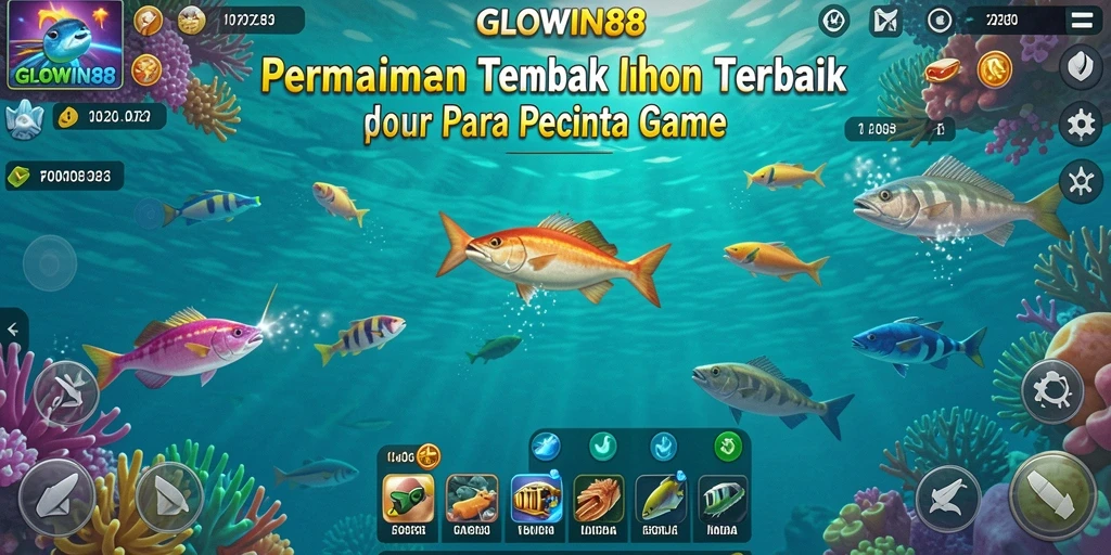 Tangkapan layar gameplay seru GLOWIN88 saat menembak ikan.