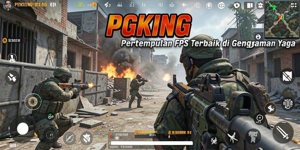 Screenshot PGKING menampilkan aksi seru dalam pertempuran FPS.