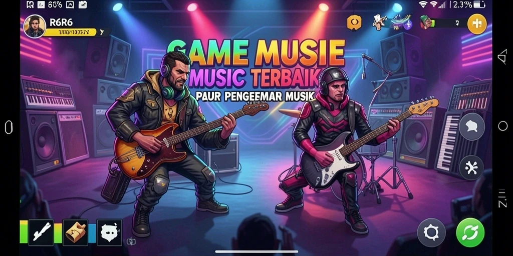 Tampilan permainan R6R6 dengan interaksi musik yang seru.