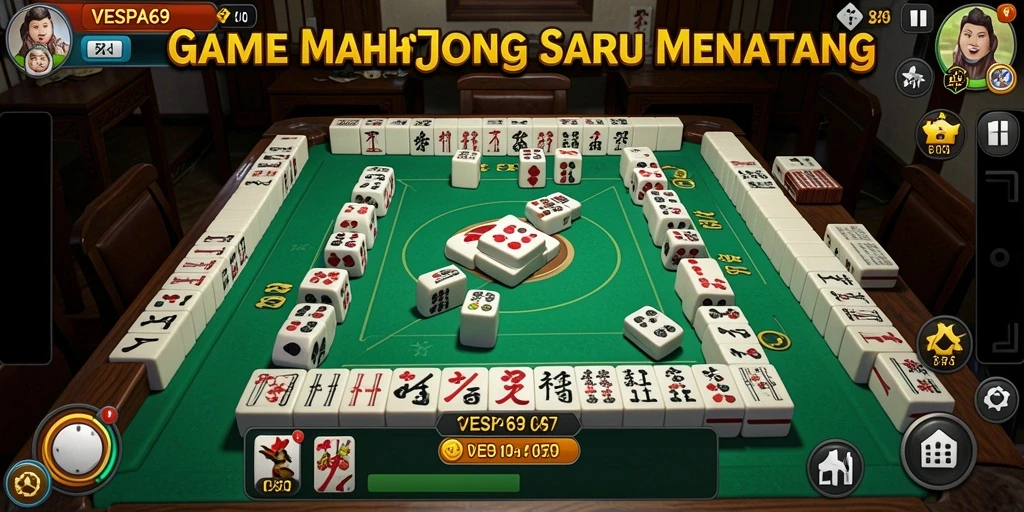Screenshot VESPA69 menampilkan gameplay Mahjong yang seru dan menantang.